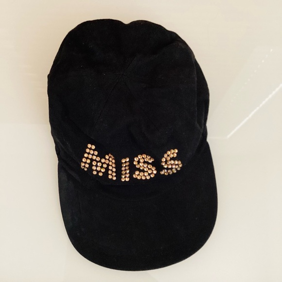 Miss Blumarine Black Crystals Embellishments Baseball Hat - Picture 1 of 4